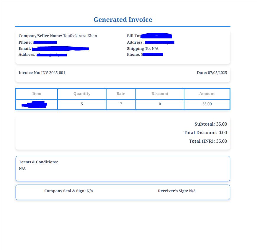 Generate invoice